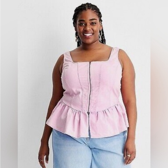 Future Collective Women's
Pink Sleeveless Denim Corset Top new - Picture 2 of 7